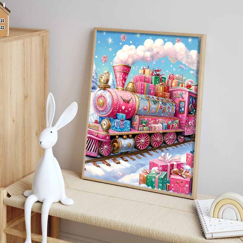 Train Diamond Painting Set, 5D Fantasy Colorful Rhinestone Decoration, DIY Diamond Embroidery Crafts and Crafts Decoration Home Wall Mural