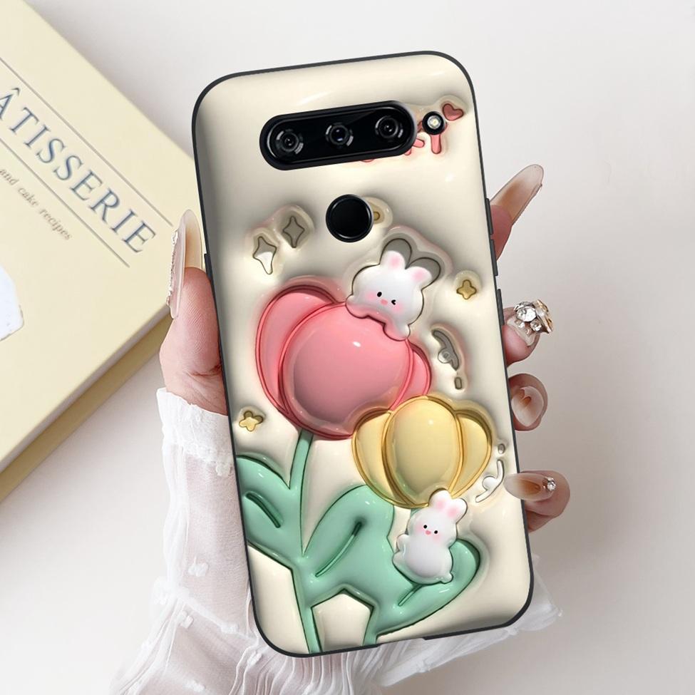 For LG V40 V50 ThinQ Case V50S ThinQ Cute Cartoon Cat Luxury Cool Shockproof Silicone Back Cover For LG V50S ThinQ 5G Phone Case