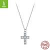 Shining Personality Cross Moissanite Necklace S925 Sterling Silver Platinum Plated Versatile Clavicle Chain