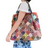 Neue Damenhandtasche aus echtem Leder, groß, Schulter- und Umhängetasche, mit Blumen-Patchwork