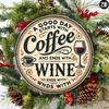 Vintage Coffee Wine Metal Wall Art Round Home Bar Decor Gift