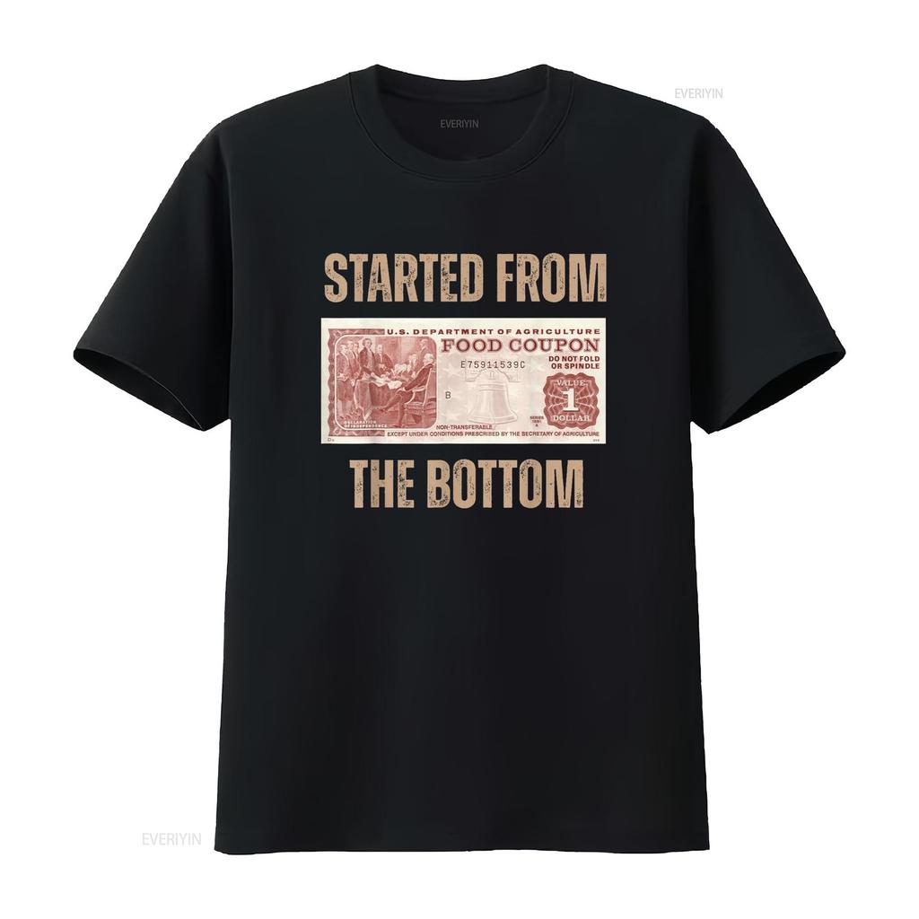 Started from Food Stamp Amounts In Each State the bottom T Shirt vintage Washed Top For Everyday Wear Unisex Stretched
