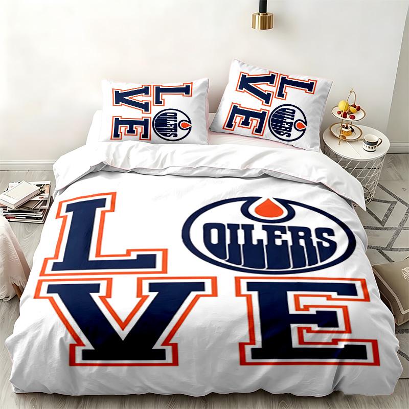 Edmonton Oilers 3pc Set Perfect for Bedroom Use Comfortable Bedding Set Includes a Duvet Cover and Two Pillowcases Ideal Birthday or Christmas Gift