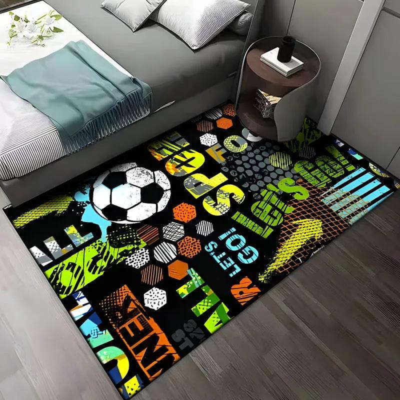 Football Art Pattern Rug Carpet for Living Room Bathroom Mat Creative Doormat Carpet for Bedroom Home Decor Tapis Salon