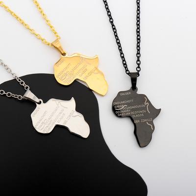 Irregular Stainless Steel Accessory Hip Hop Map Pendant Necklace