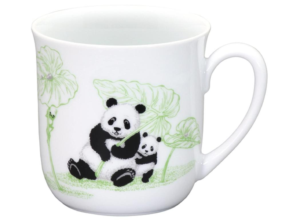 Okura Touen Panda Parent and Child Auspicious Tale Part 2 After the Microwave and Dishwasher Made In - - "Hello Rain" Mug, Coffee/Tea, Approx. 350cc,