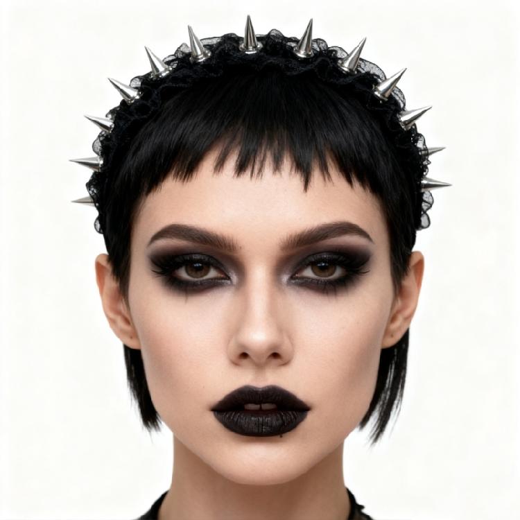 Subcultures Gothic Hairband with Metallic Spine and Lace Trim Decors Heavy Metal Styles Headpiece For Dance Performances