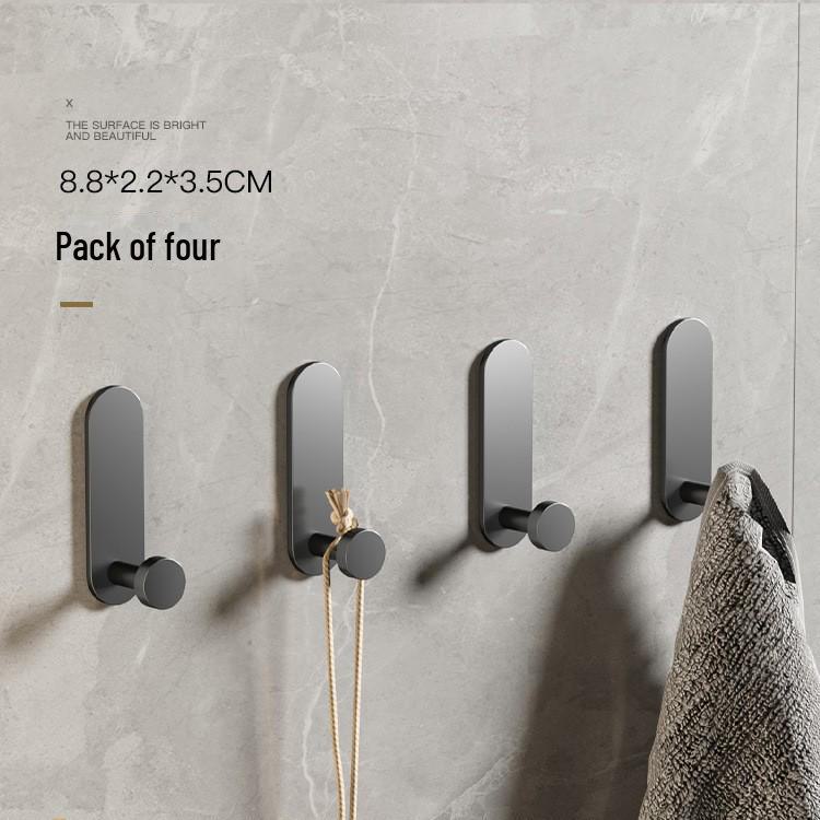 Gun Gray Adhesive Hook for Towels - Strong, Punch-Free Wall-Mounted Hook for Bathroom and Entryway