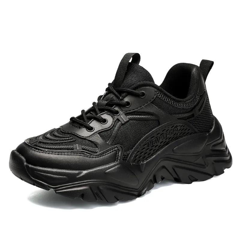 Мужские и женские удобные повседневные кроссовки на шнуровке, нескользящая беговая обувь, дышащая уличная спортивная обувь, кроссовки для тренировок 35 чёрный