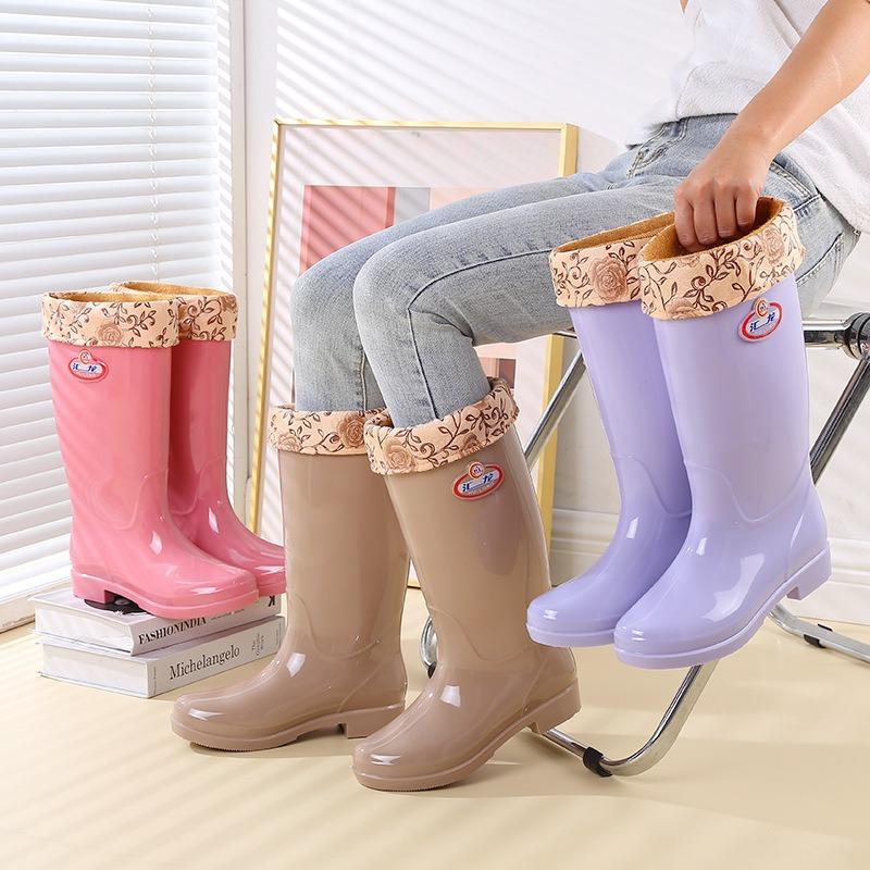 New high tube rain shoes thickened fashion women's wear waterproof shoes rain boots summer non-slip work wear-resistant water boots