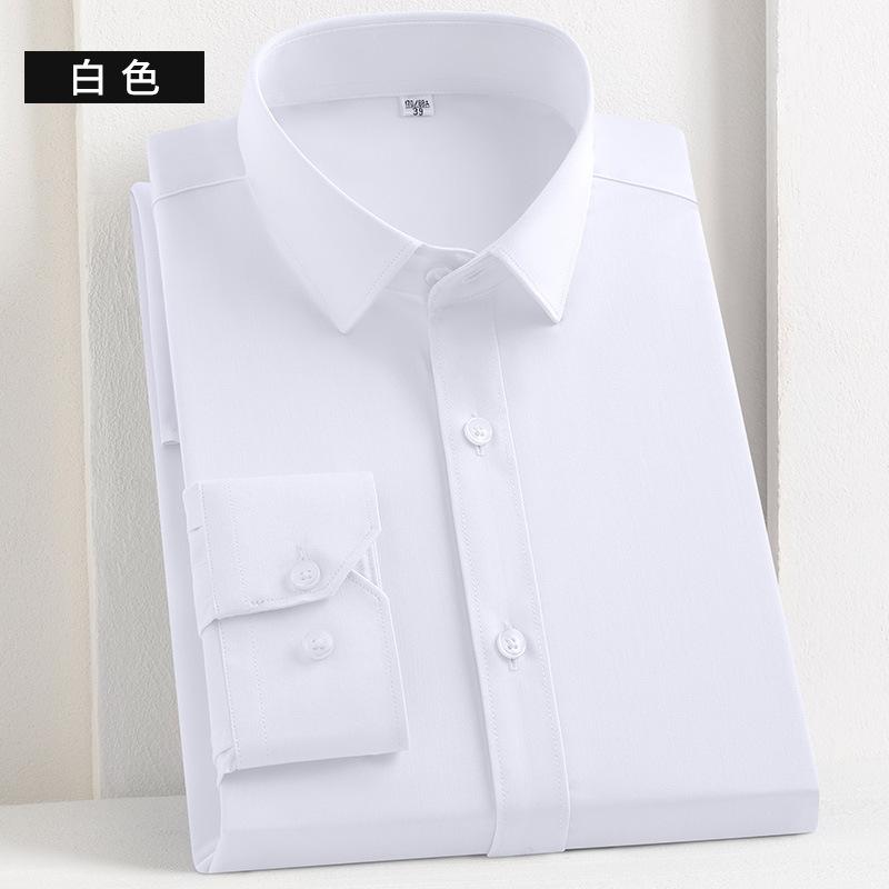 Jaro Nová Móda Ležérní Košile s Dlouhým Rukávem Pánská Bambusové Vlákno Nežehlivá Košile Jednobarevná