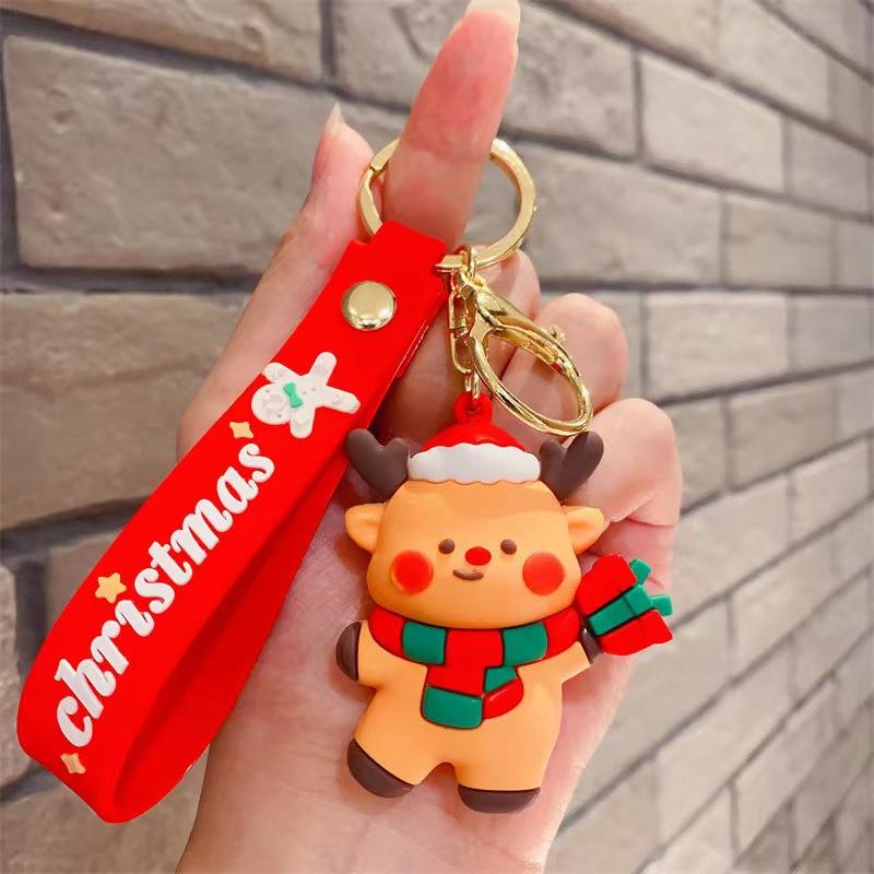 Cartoon Cute Santa Keychain Pendant Car Key Chain Schoolbag Pendant Christmas Gift