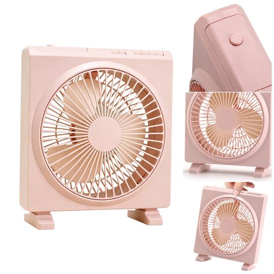 Square Desk Fan USB Rechargeable Low Noise Strong Wind Personal Fan Home Office Travel Outdoor Portable Electric Cooling Fan