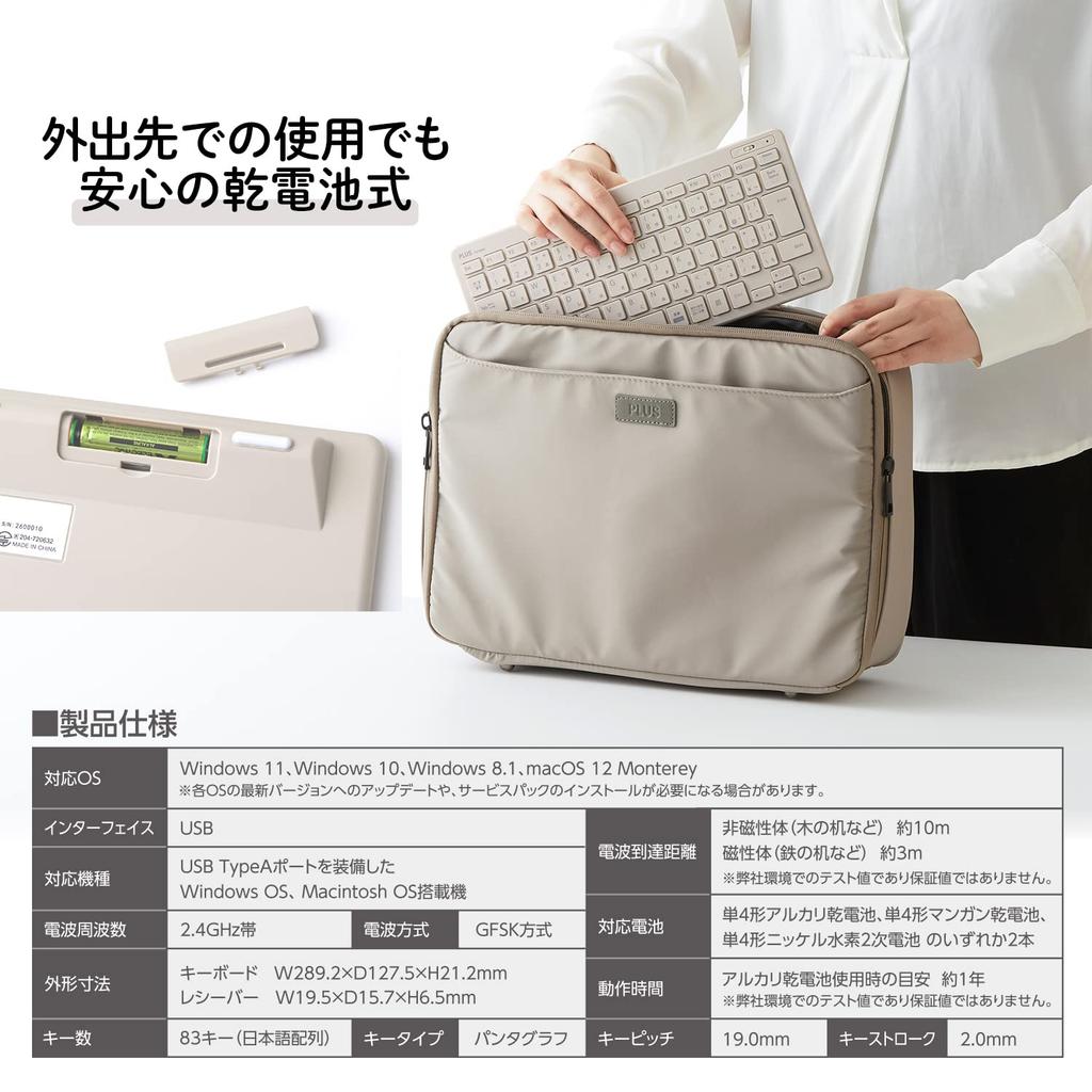 PLUS Keyboard Jibuniro Thin Mini Wireless Keyboard Gray TW-KB002 428-851