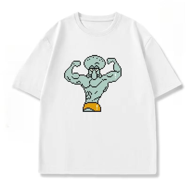 Womens SpongeBob SquarePants Muscle Fitness TShirt YK Trendy Loose Casual ShortSleeve Printed Top for Fitness Enthusiasts