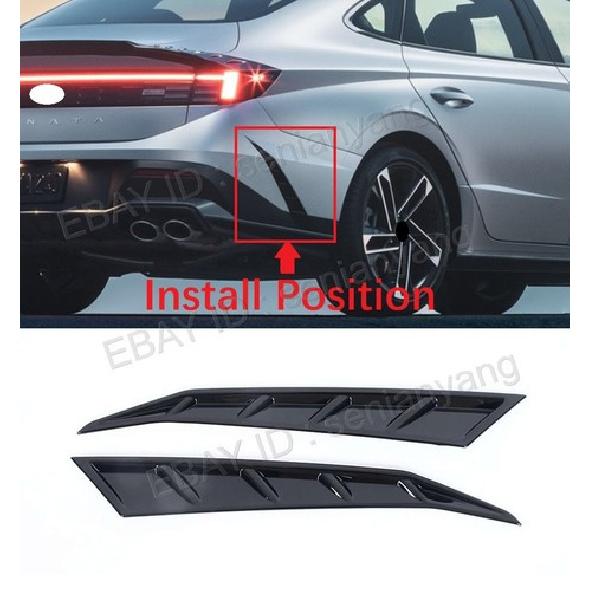 Gloss Black Rear Bumper Cover Trim For 2024-2025 Hyundai Sonata Fog Light ABS