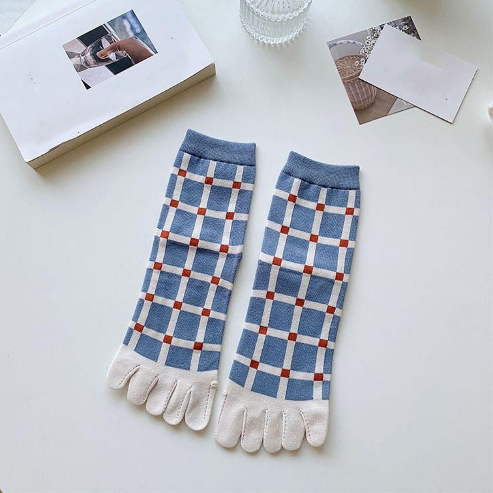 Breathable Five Finger Tube Socks Flower Toe Separator Socks Soft Toe Mid-calf Socks  Slippers