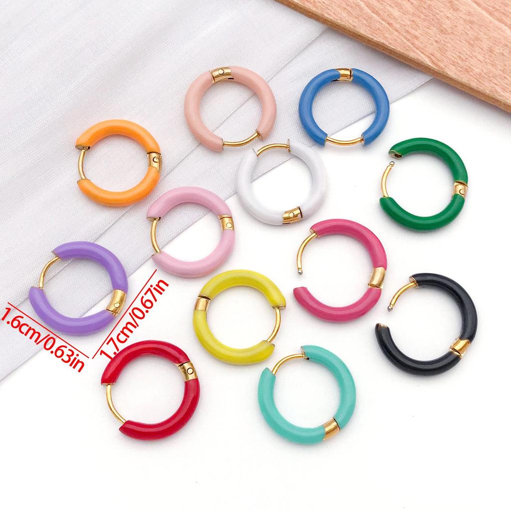 Stainless Steel Enamel Drip Earrings: U-Shaped Geometric C-Studs, Titanium Steel DIY Accessories