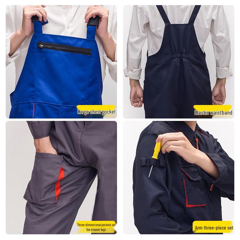 Men's Multi-Pocket Dustproof Workwear Overalls - Durable and Dirt-Resistant Auto Repair Suit
