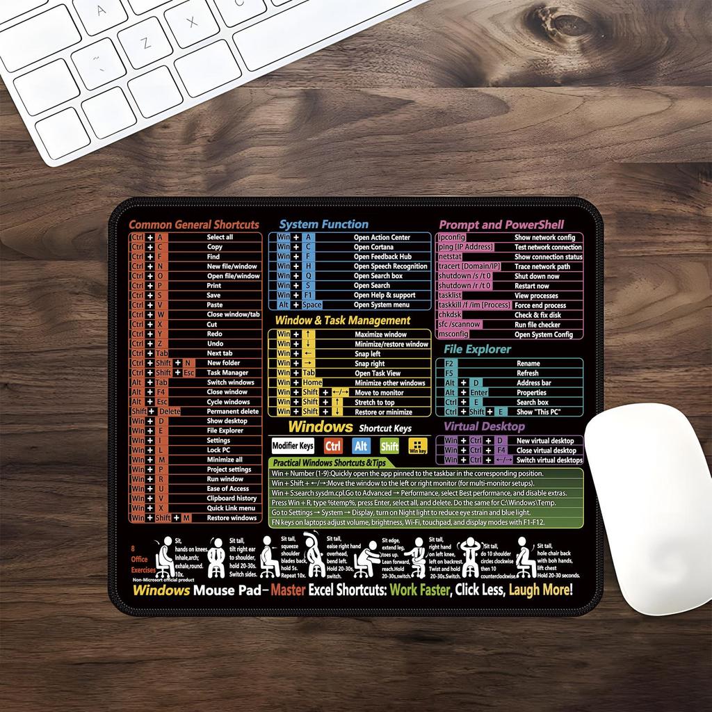 Egyedi Nagy Angol Gyorsbillentyűk Egérpad Számítógépekhez és Notebookokhoz