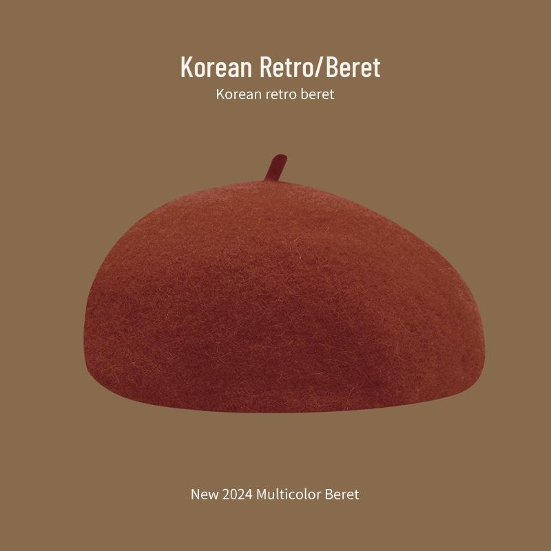 Korean Style Women's Wool Knit Beret – Warm Retro Octagonal Hat