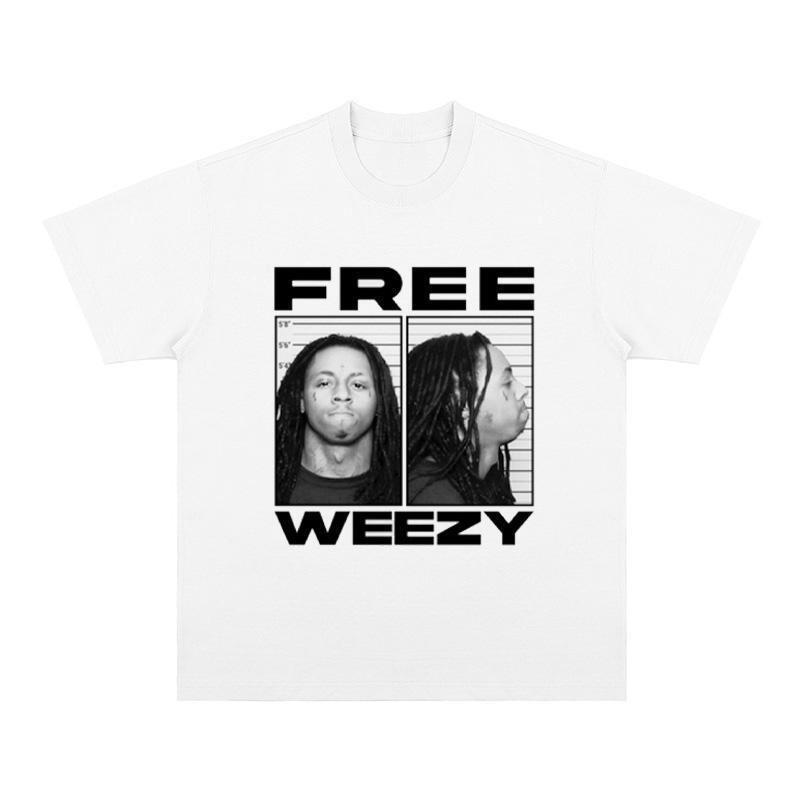 Spoof Lil Wayne's American Casual Retro Short-sleeved T-shirt with Breathable Print