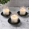 Black Pillar Metal Plate Round Candle Base Tray Creative Festival Candlestick Holder  Wedding Party