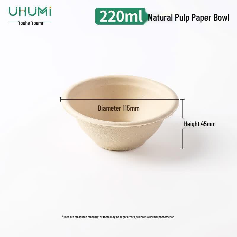 Youheyoumi Disposable Biodegradable Paper Bowls, 220ml (10-Pack)