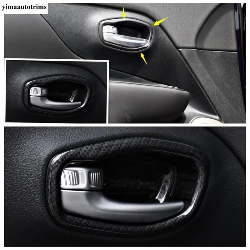 Door Speaker Air AC Handle Bowl Head Lamp Window Lift Cover Trim For Jeep Renegade 2015 - Carbon Fiber Interior Accessories