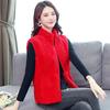 Women Autumn Winter Solid Color Plush Waistcoat Stand Collar Sleeveless Pockets Zipper Placket Thickened Fleece Vest Coat