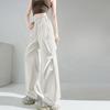 Fashionable American Cargo Pants for Women Summer High Waist Slimming Wide Leg Retro Casual Outfit