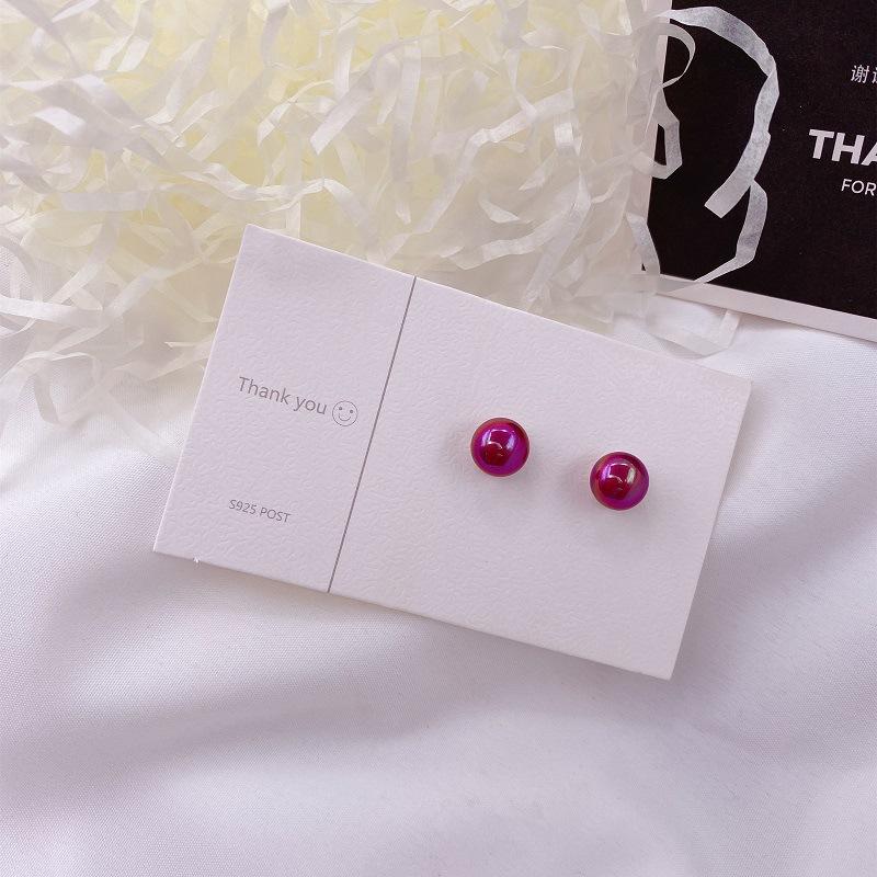 

Commuter Versatile Pearl Earrings Simple Mermaid Ji Imitation Pearl Stud Earrings Niche Premium Earrings фіолетовий
