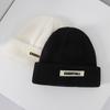 Men Fashion Knitted Hat Winter Warm Embroidery Large Head Circumference Beanie Cap