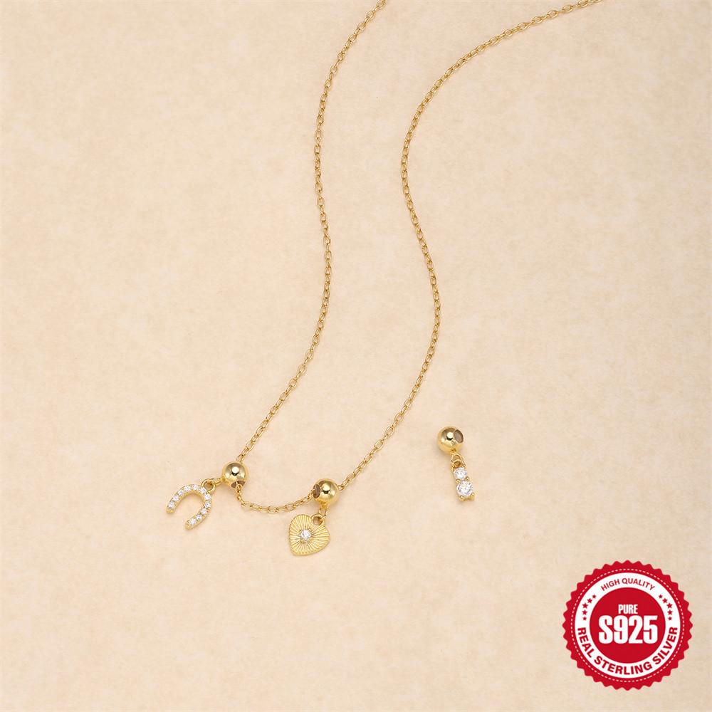 Removable Adjustable Diy Accessories Horseshoe Love Zircon Necklace Female Geometric Zircon Simple Clavicle Chain