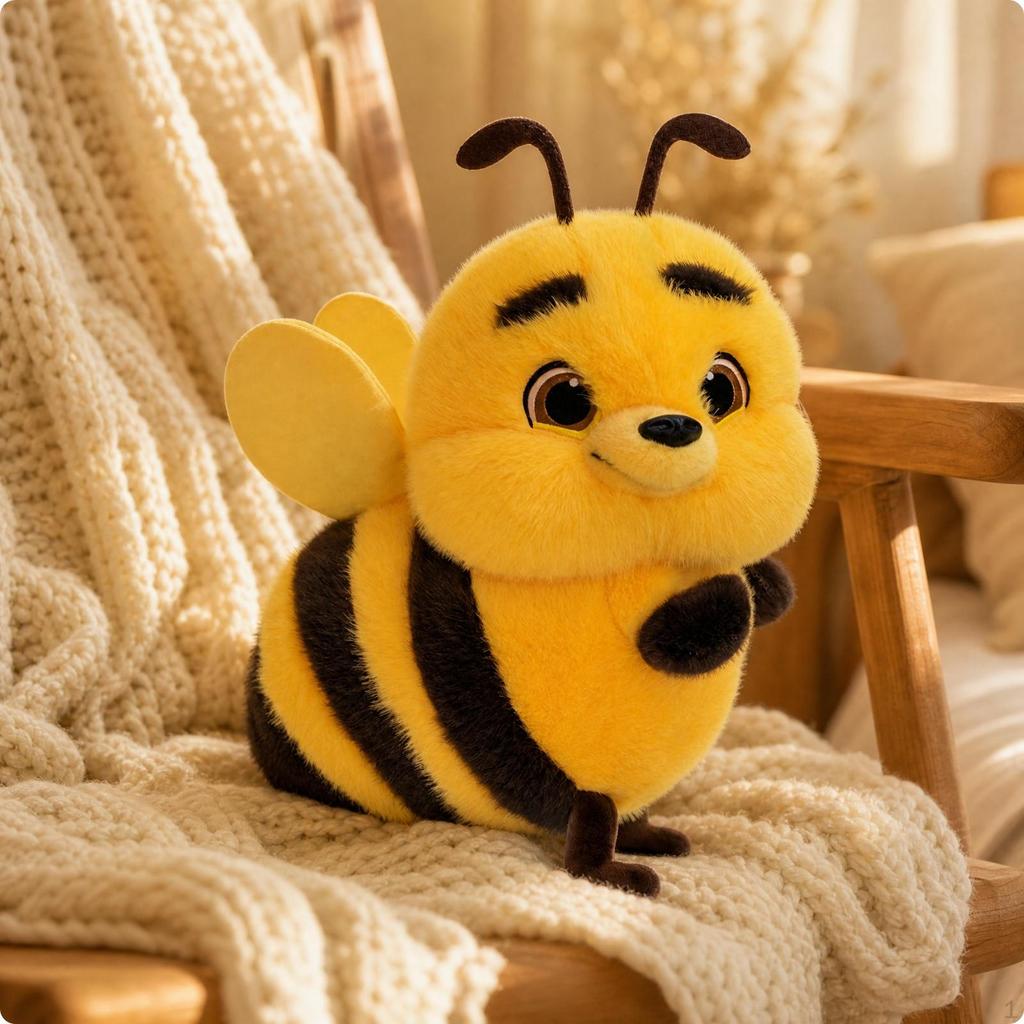 Comfortable Stuffed Bee with Wings Cuddly Toy Soft Cute for Children