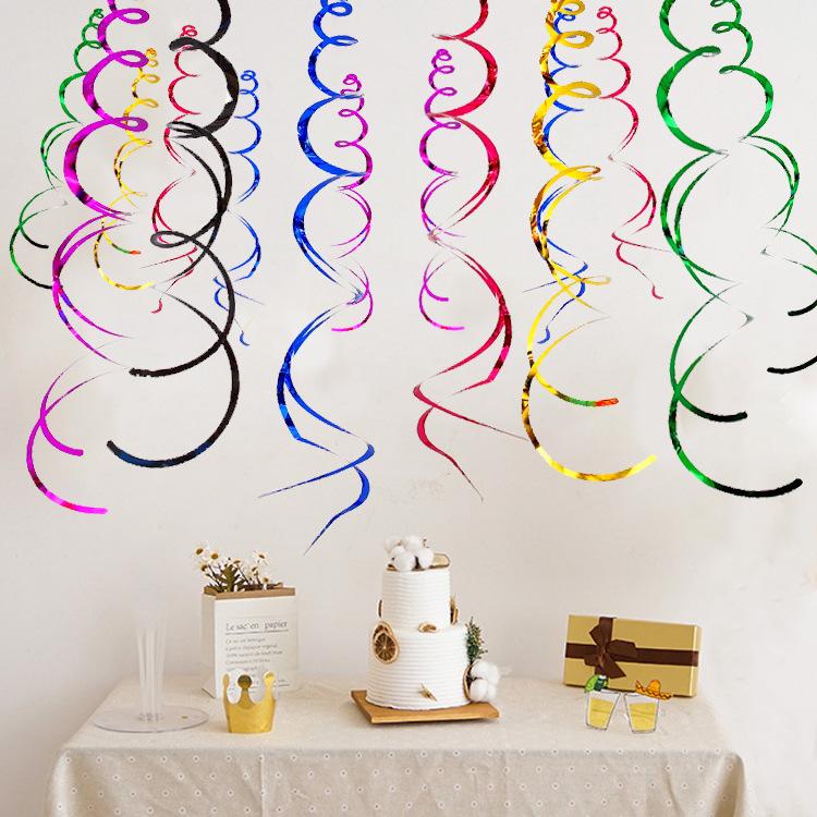 6 stk Spiralhengende Party Streamers Hengende Plast Streamer Spiralanheng Twin Tail Party Takfolie Swirl-dekorasjoner