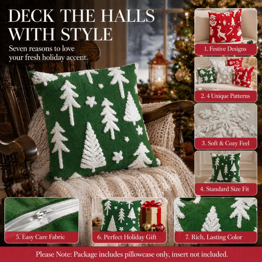 Elk Plush Christmas Pillow Cover Soft Versatile Throw Pillow Cover Cozy Durable Decorative Pillowcase Festival