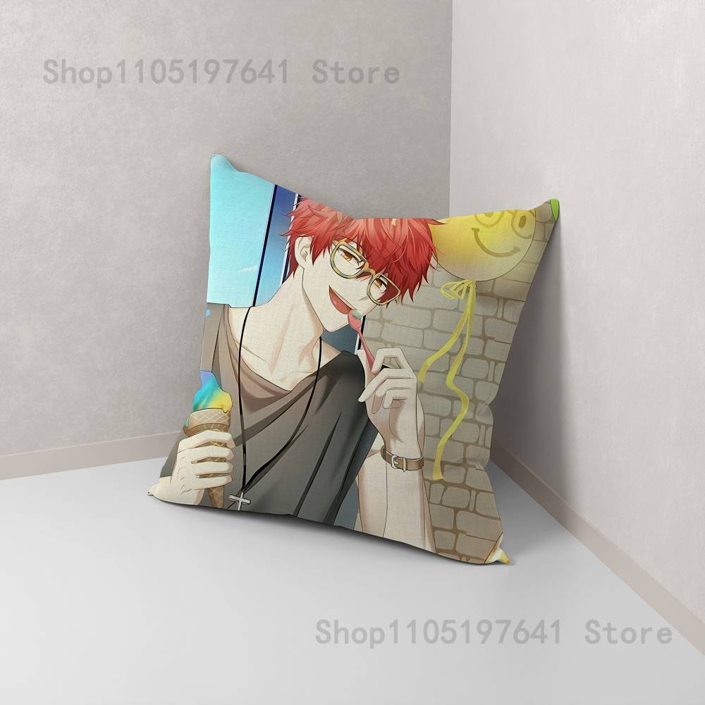 Anime Mystic Messenger Spiel 707 Kissenbezug niedliche Cartoon-FanartikelSchlafzimmer Sofa Dekokissenbezug Weicher Kissenbezug