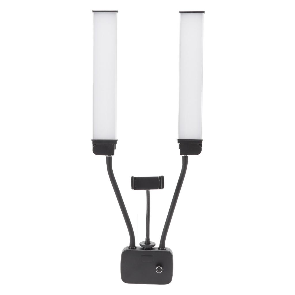 Lumină LED de Umplere 3200K la 5600K Brațe Duble Luminozitate Ajustabilă USB cu Suport pentru Telefon Video