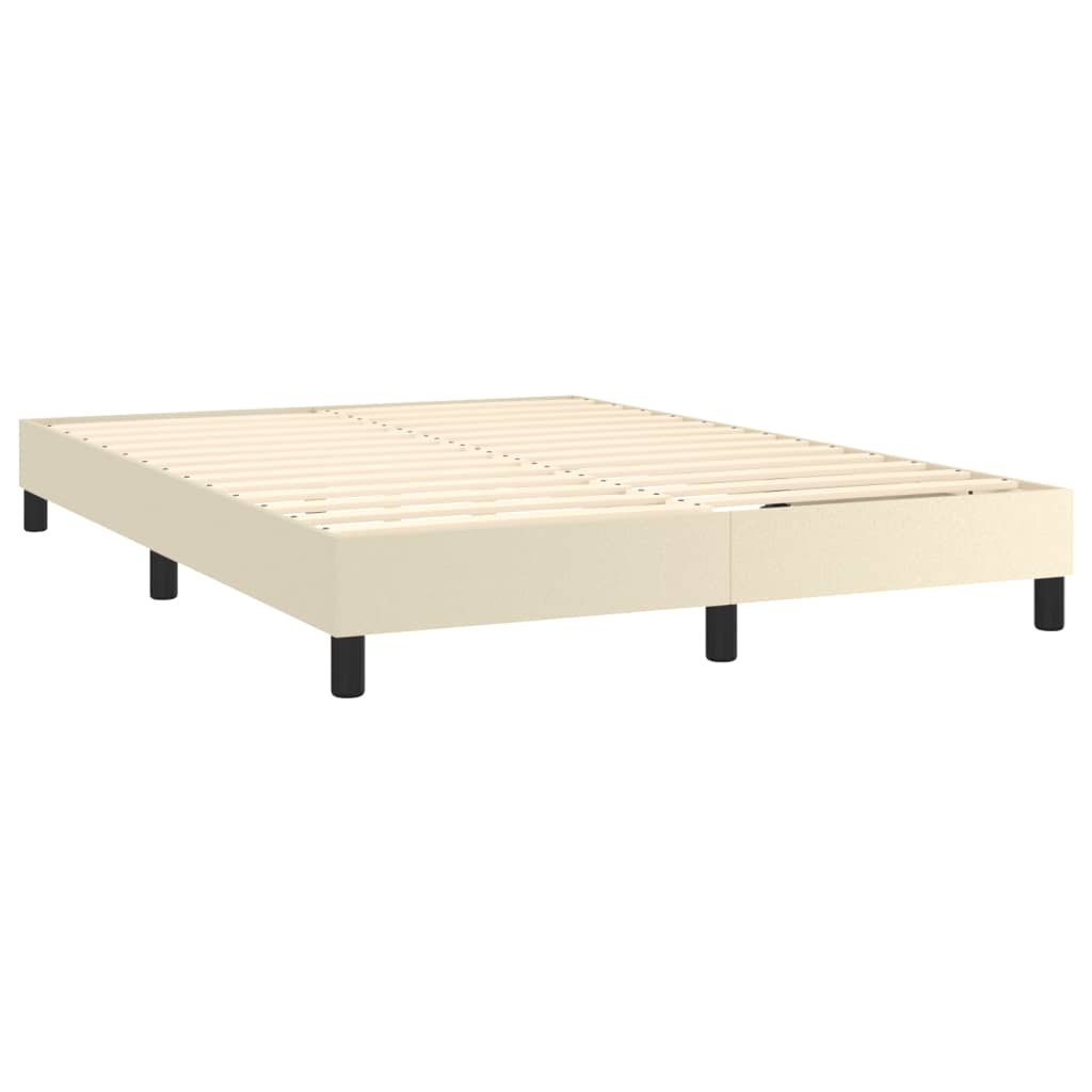 Box Spring Bed Frame Cream 140 x 190 cm Artificial Leather