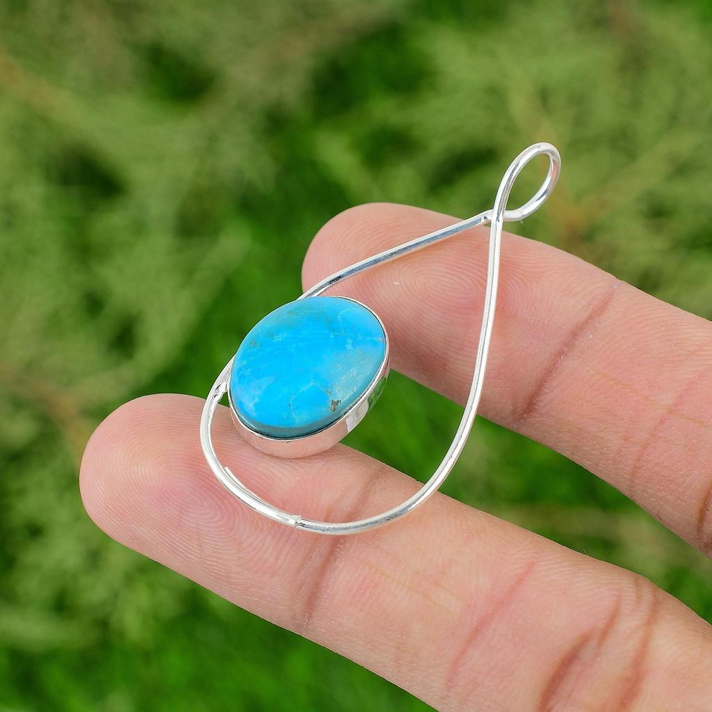 Daughters Day Sale Arizona Turquoise Stone Sterling Silver Wife Pendant Jewelry