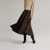 ELLE Solid Color Pleated High Waist Casual Long Skirt Women skirts Brown ER40091