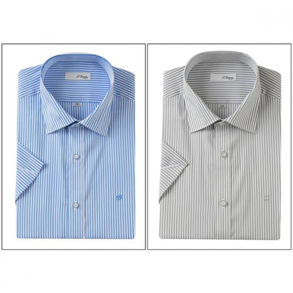 S.t. Dupont Stripe Short Sleeve Slim Fit Shirt Se5mm21hs311sbu 2 Choices 1)SE5MM311BU/95