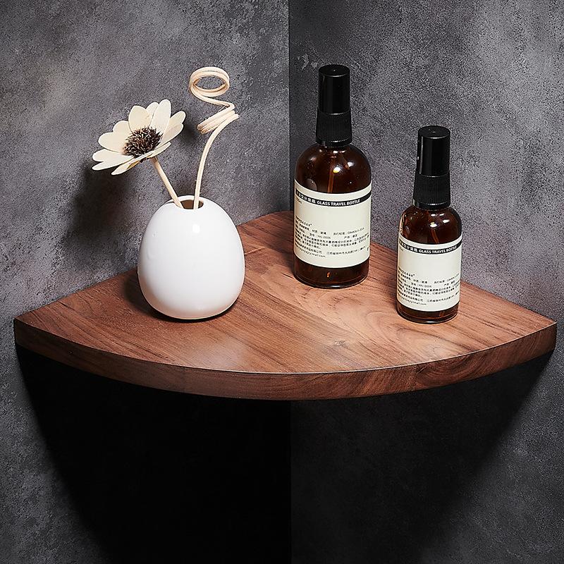 Walnut Bathroom Corner Rack Wall-mounted Wash Counter Storage Rack Makeup Storage Rack Shower Shelf Bathroom Accessories