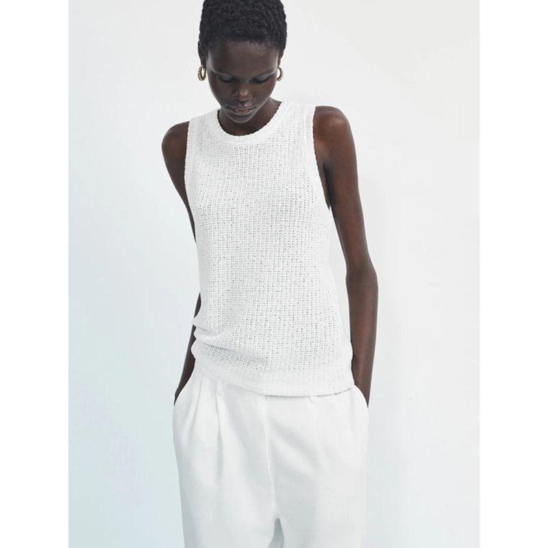 MD Women's Summer New Arrival Lightweight Plaid Cotton Sleeveless Knitting Vest T-shirt Female 06804533712