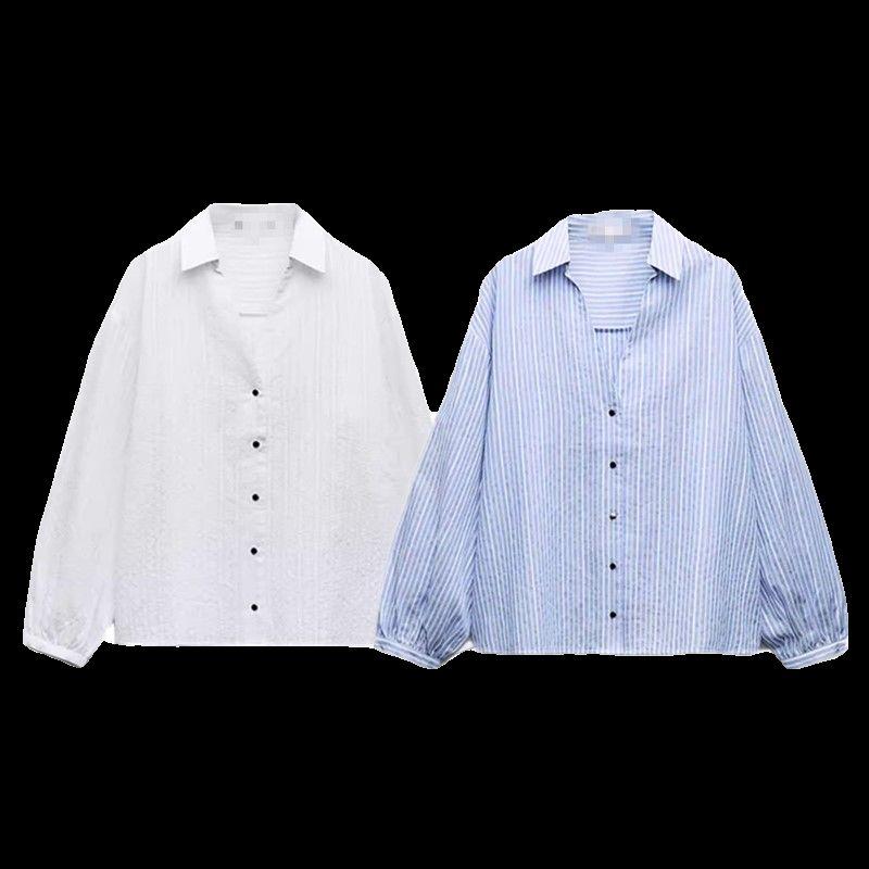 Fashion Style 2024 Spring New Fashion Women's Fashion Clothing Vacation Style Stripes Shirt 2 Colors 4387033 044