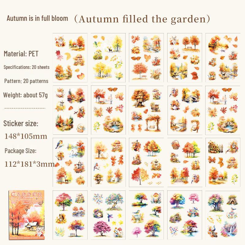 Книга стикеров ZABC PET: Вырубки с пейзажами на тему жизни для блокнотов (Серия 20 плитки для дома из стекла)