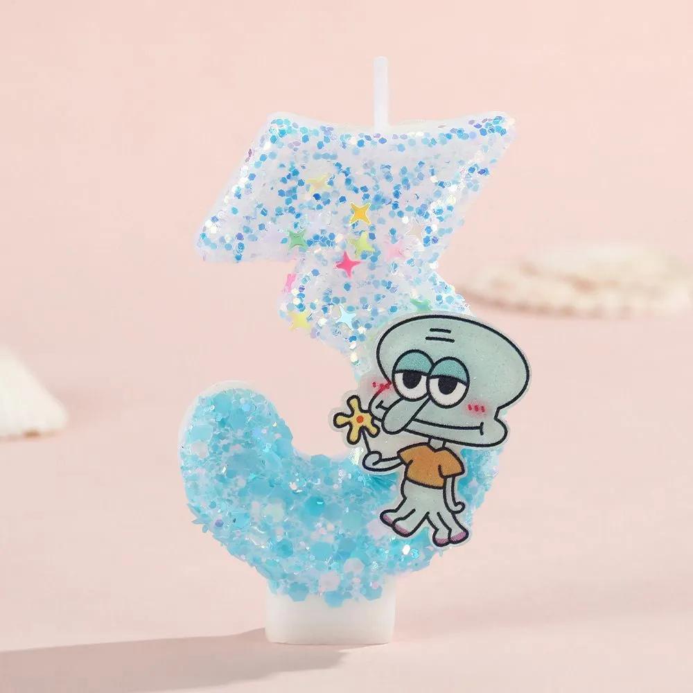 Number Shaped Birthday Candle 0-9 Glitter Design Cake Decoration for Children Baking Party Supplies with Character Figure