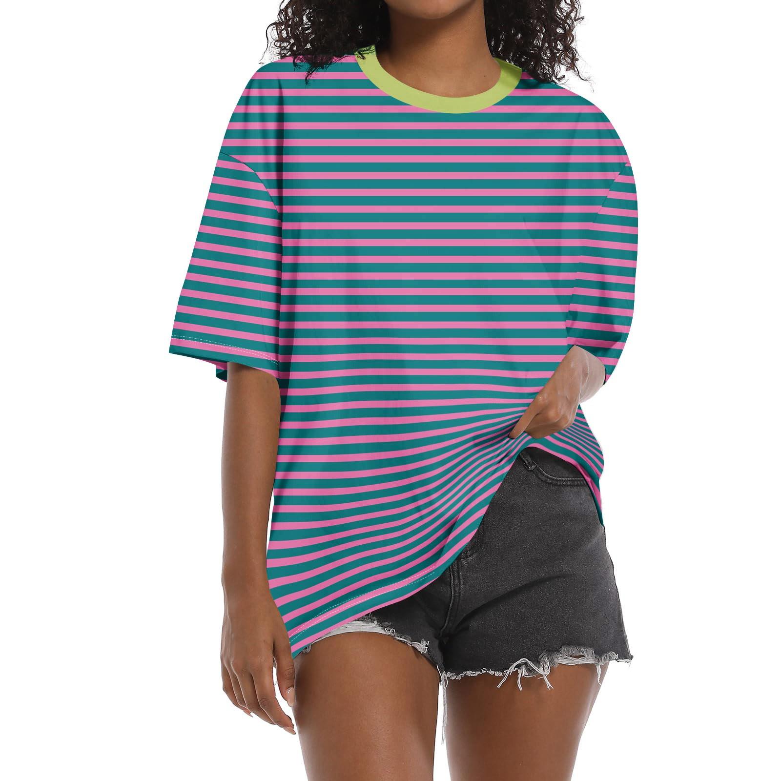 

Рубашка для женщин, модная повседневная свободная футболка с принтом и круглым вырезом, с короткими рукавами и принтом, женский топ M фиолетовый