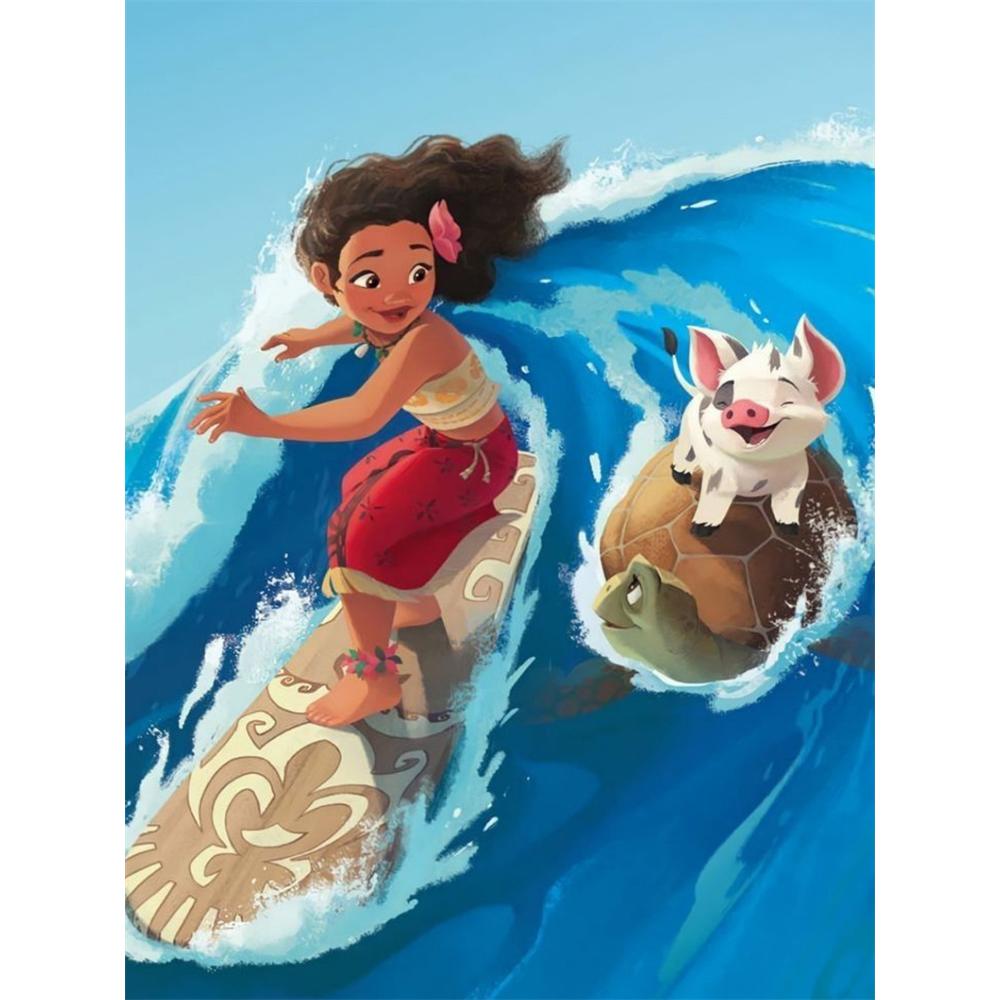 

Disney Diamond Painting 5D Moana Surfing Cartoon Movie Cross Stitch Embroidery Handmade Gift Home Decor Round 20x30cm